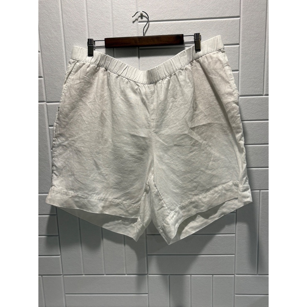 Pure Jill J Jill White 100% Linen Pull On Shorts Womens 2X Coastal Minimalist
